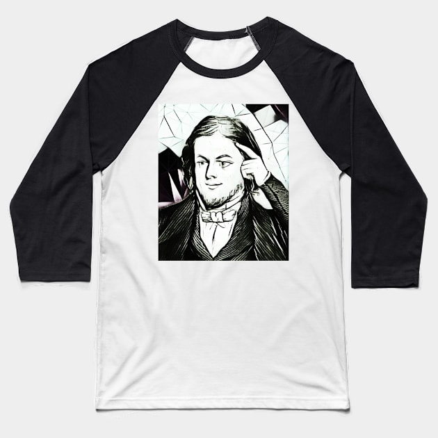 Rufus Wilmot Griswold Abstract Portrait | Rufus Wilmot Griswold Artwork 3 Baseball T-Shirt by JustLit